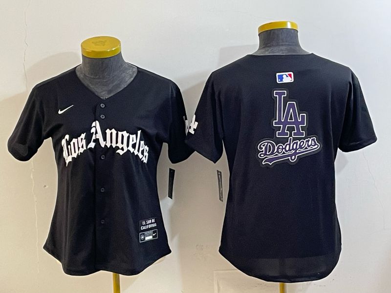 Women 2026 Los Angeles Dodgers Blank Black Game Nike MLB Jersey style 0022->women mlb jersey->Women Jersey